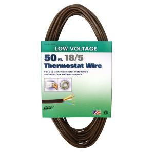 Coleman Cable 50 ft. 18/5 Type CL2 Thermostat Wire   Brown 096340007