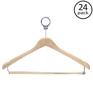 Honey Can Do Maple Hotel Suit Hangers with Locking Bar (24 Pack) HNG 01735