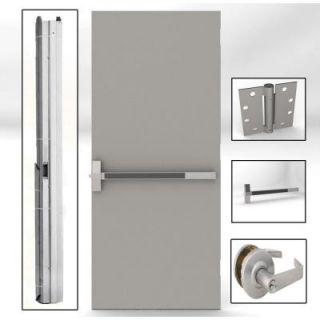 L.I.F Industries 36 in. x 80 in. Flush Gray Exit Right Hand Fire Proof Door Unit with Knockdown Frame UKX3680R