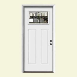 JELD WEN Premium Oak Park Craftsman Primed Steel Entry Door with Brickmold N11691