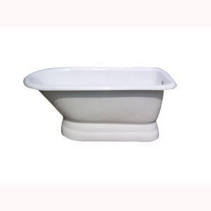 Barclay Products 5 ft. Cast Iron Roll Top Tub with 3 3/8 in. Holes in Tub Wall on Base, Back Drain in White CTRHB WH