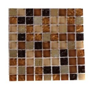 Splashback Tile Golden Trail Blend Squares 1/2 in. x 1/2 in. Marble and Glass Mosaics Squares   6 in. x 6 in. Floor and Wall Tile Sample R5D5