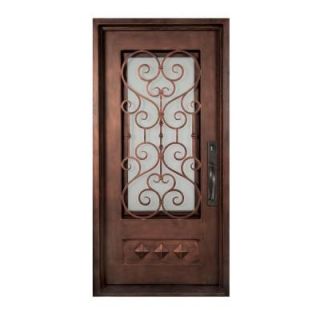 Iron Doors Unlimited Vita Francese 3/4 Lite Painted Heavy Bronze Decorative Wrought Iron Entry Door IV4082LSHS