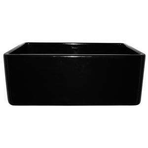 Whitehaus Reversible Apron Front Fireclay 24x18x10 0 Hole Single Bowl Kitchen Sink in Black WHFLPLN2418 BL