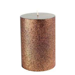 4 in. x 6 in. Metallic Brown Glitter Pillar Candle 9XF56ZOZ