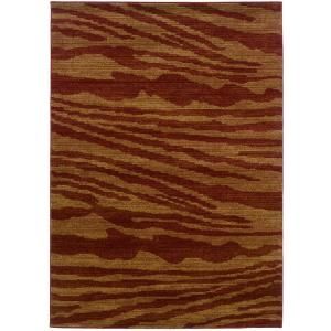 LR Resources Contemporary Cherry and Dark Yellow Rectangle 9 ft. 2 x 12 ft. 5 in. Plush Indoor Area Rug LR80959 CEYE913