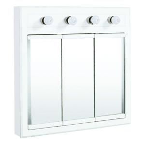 Design House Concord 30 in. x 30 in. 4 Light Tri View Surface Mount Medicine Cabinet in White Gloss 532382