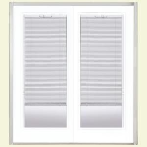 Masonite 72 in. x 80 in. Painted Prehung Right Hand Inswing Mini Blind Steel Patio Door with No Brickmold 27841