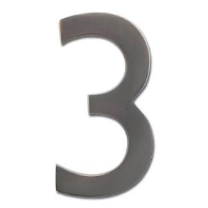Architectural Mailboxes Solid Cast Brass 5 in. Dark Aged Copper Floating House Number 3 3585DC 3