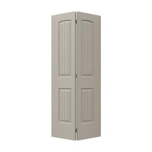 JELD WEN Smooth 2 Panel Arch Top V Groove Painted Molded Interior Bifold Closet Door THDJW160500117