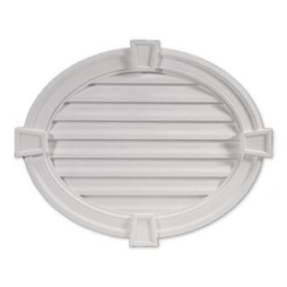 Fypon 37 1/2 in. x 30 in. x 3 in. Decorative Oval Horizontal Louver Gable Grill Vent with Decorative Trim and Keystone OVL35X28K215