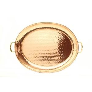Old Dutch 15 in. x 11 in. Oval Decor Copper Tray with Cast Brass Handles 252