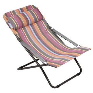 Lafuma Furniture Transabed Christera Batyline Striped Mesh Fabric Folding Patio Recliner FM23455020