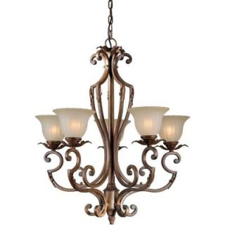 Illumine 5 Light Rustic Sienna Chandelier with Shaded Umber Glass CLI FRT2154 05 41
