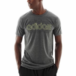 Adidas Striped Graphic Tee, Grey, Mens
