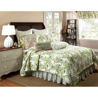 Tropical Leaves Green Quilt Set (bedskirt And Euro Shams Sold Separately)
