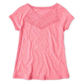 ARIZONA Embroidered, Short Sleeve Tee   Girls 6 16 and Plus, Pink, Girls
