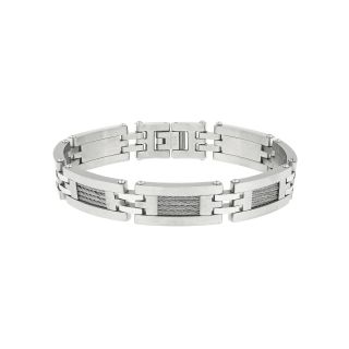 Mens Stainless Steel Cable Link Bracelet, White