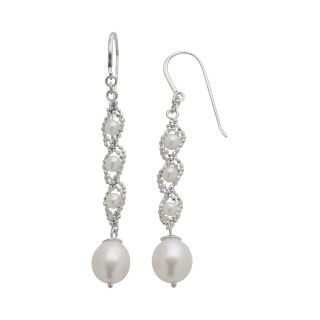 Sterling Silver Fresh Water Pearl Lace Earrings, Womens