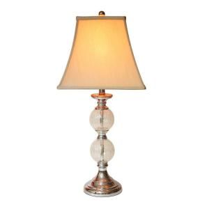 Hampton Bay Mix and Match Chrome and Glass Orb Table Lamp with Grey Square Bell Shade 15341 15428
