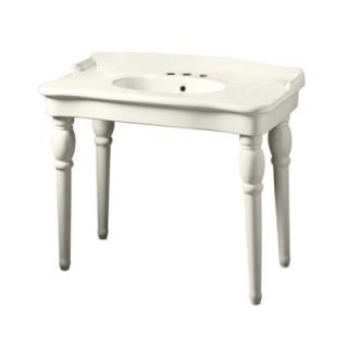 Porcher Sonnet Large Console Sink Tabletop with Legs and 8 in. Faucet Center in Biscuit DISCONTINUED 30028 00.071