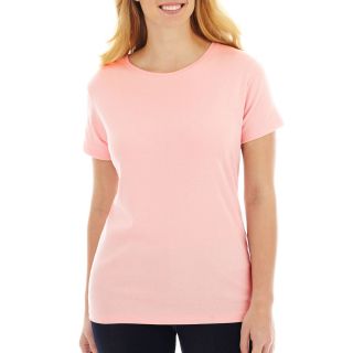 St. Johns Bay St. John s Bay Essential Short Sleeve Crew Tee   Plus, Pink,