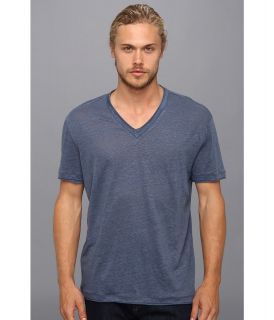 John Varvatos Collection Short Sleeve Linen V Neck K736Q1 Mens T Shirt (Blue)