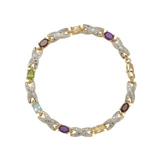 Bridge Jewelry Multi Gemstone & Diamond Accent Bracelet