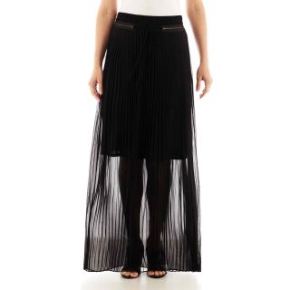 Worthington Zipper Detailed Pleated Maxi Skirt, Black