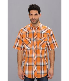 Roper 9089 Orange Plaid Mens Short Sleeve Button Up (Orange)