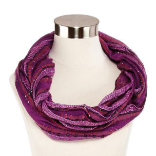 Sequin Striped Infinity Scarf, Purple, Womens