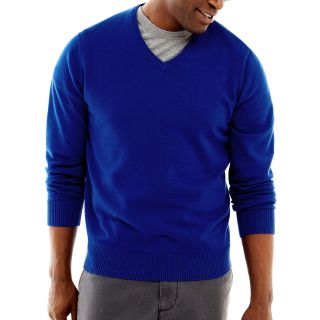 V Neck Sweater, Blue, Mens