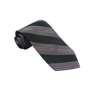 Haggar Textured Stripe Tie, Black, Mens