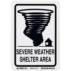 Brady 10 in. x 7 in. Glow in the Dark Plastic Severe Weather Shelter Area Sign 90714