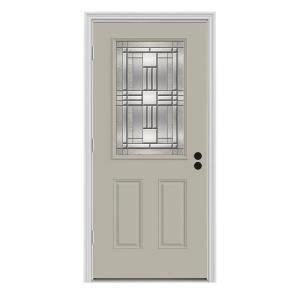 JELD WEN Cordova 1/2 Lite Painted Steel Entry Door with Brickmold THDJW186800169