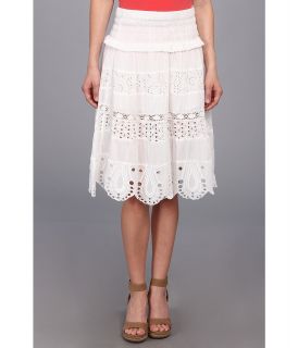 MICHAEL Michael Kors Petite Eyelet Tiered Midi Skirt Womens Skirt (White)