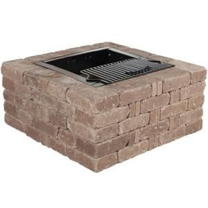 Pavestone 17.5 in. x 38.5 in. RumbleStone Square Fire Pit Kit in Greystone RSK50834