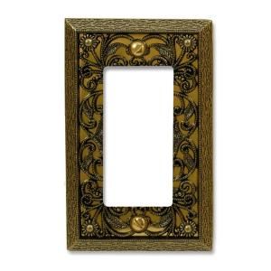 Amerelle Filigree 1 Decorator Wall Plate   Antique Brass 65RAB