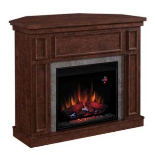 Hampton Bay Granville 43 in. Electric Fireplace in Antique Cherry with Faux Stone Surround 82339