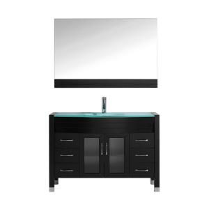 Virtu USA Ava 48 in. Single Basin Vanity in Espresso with Glass Vanity Top and Mirror MS 509 G ES