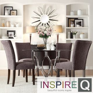 Inspire Q Inspire Q Concord 5 piece Black Nickel Plated Dark Grey Dining Set Clear Size 5 Piece Sets