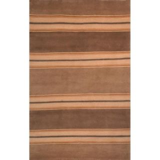Hand knotted Lexington Stripes Beige Wool Rug (76 X 96)