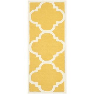 Safavieh Handmade Moroccan Cambridge Gold/ Ivory Wool Rug (26 X 6)