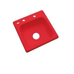 Thermocast Manchester Drop in Acrylic 16x16x7 in. 2 Hole Single Bowl Kitchen Sink in Red 17264