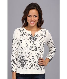Lucky Brand Aztec Embroidered Pullover Womens T Shirt (White)