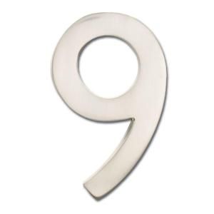 Architectural Mailboxes Solid Cast Brass 5 in. Satin Nickel Floating House Number 9 3585SN 9