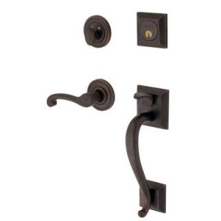 Baldwin Madison Single Cylinder Distressed Oil Rubbed Bronze Right Handed Handleset with Wave Lever 85320.402.RENT