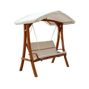Leisure Season Wooden Patio Swing Seater with Canopy WSWC102