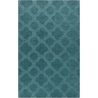 Hand crafted Teal Green Lattice Grapevine Wool Rug (5 X 8)
