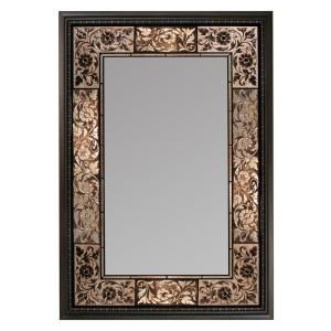 Deco Mirror 25.5 in. x 37 in. French Tile Rectangle Mirror in Dark Brown 1095